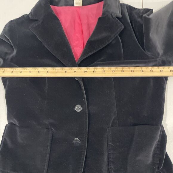 Garnet Hill Velvet Blazer Black Size 8 Stretch Holiday Event 3 Button Pockets - Picture 14 of 15